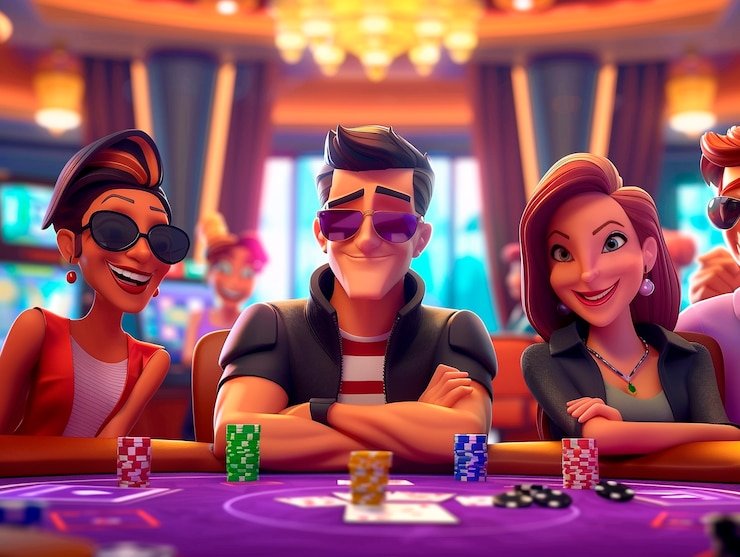 Ilustrasi pemain game casino menggunakan bonus untuk menikmati berbagai kemudahan dan hiburan a